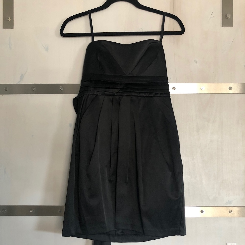 Black satin dress with back bow